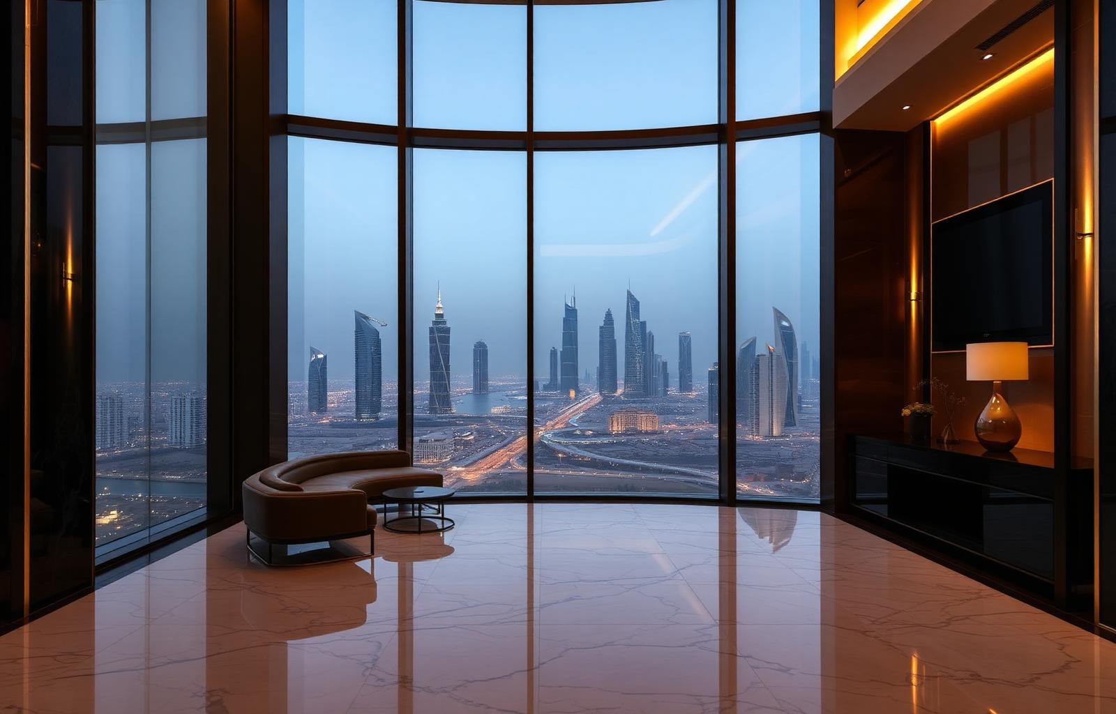 Luxus-Penthouse mit Blick auf Dubai Skyline